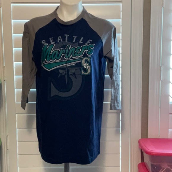 Seattle Mariners Women's Long Sleeve Tee - Navy and Gray - Picture 1 of 8